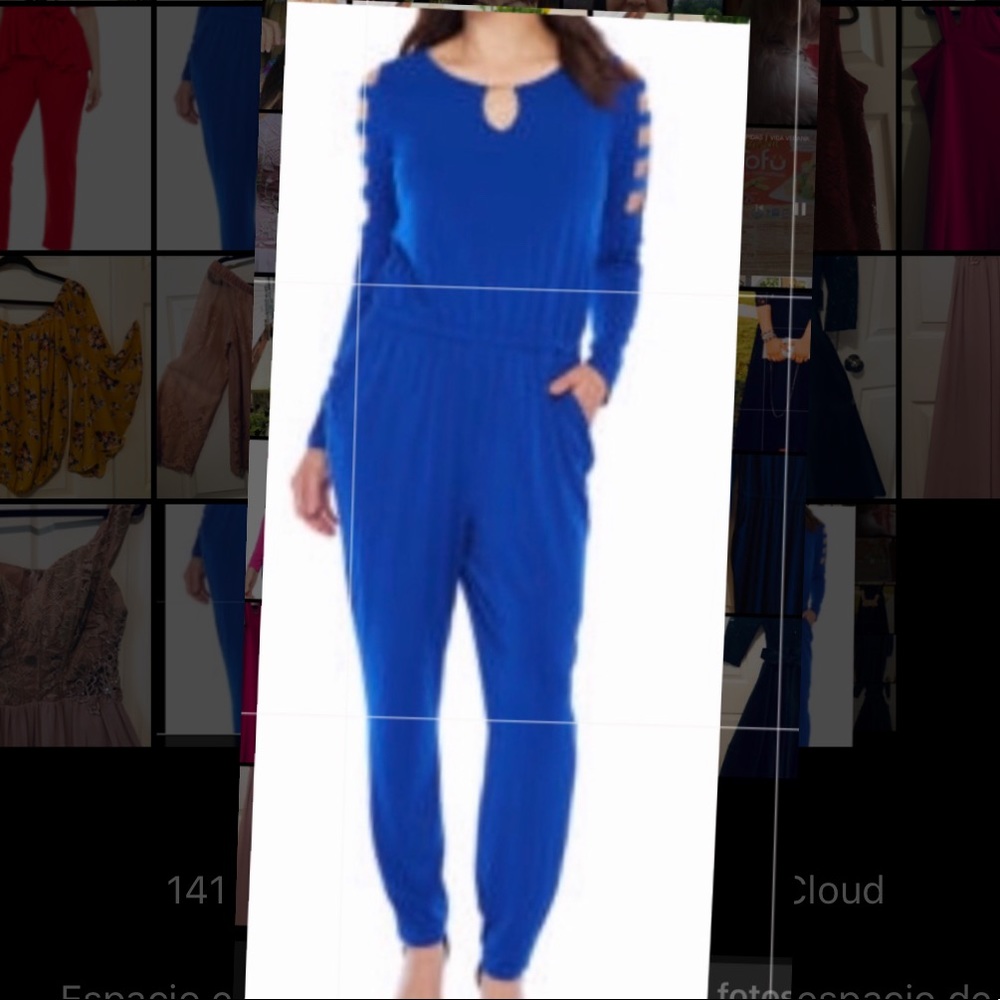 Long Sleeve women blue jumpsuit